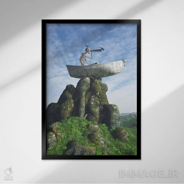 تابلو دکوراتیو گیرافتاده اثر سینتیا دکر - نمای قابدار مشکی