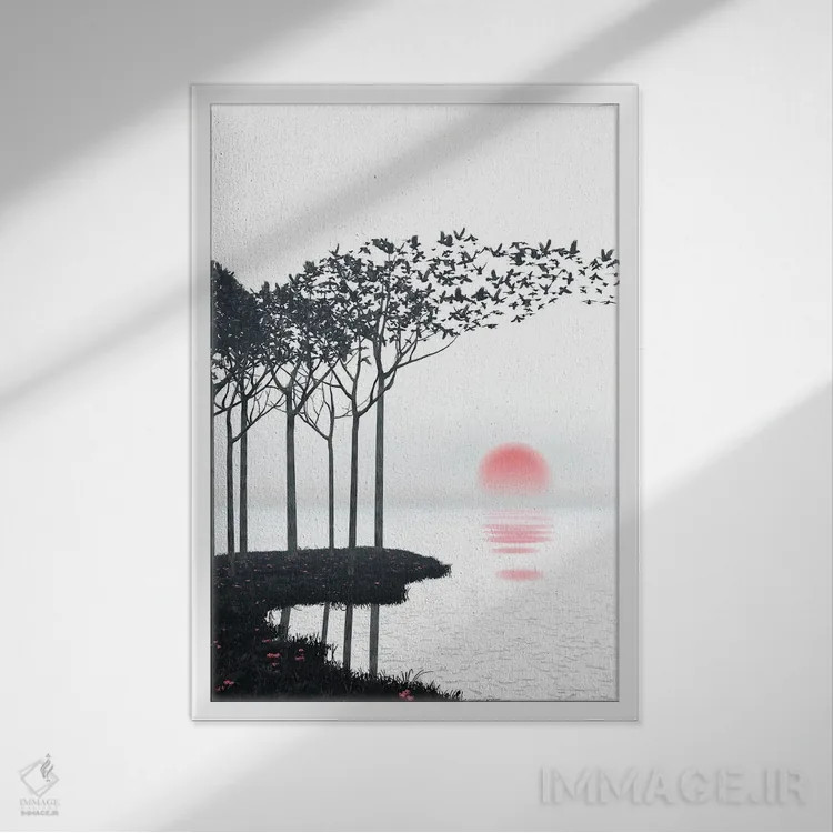 تابلو دکوراتیو آکی اثر سینتیا دکر - نمای قابدار سفید