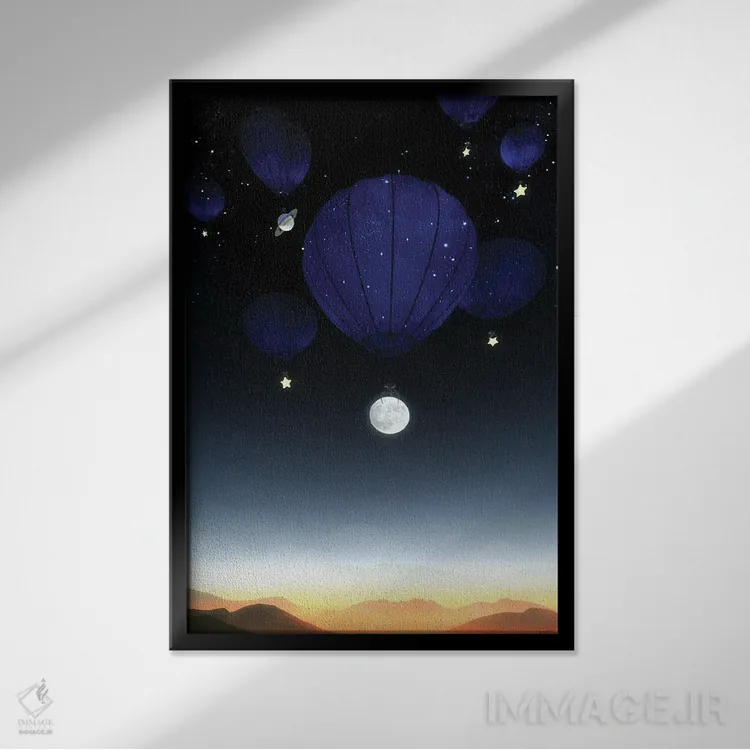 تابلو دکوراتیو طلوع ماه اثر سینتیا دکر - نمای قابدار مشکی