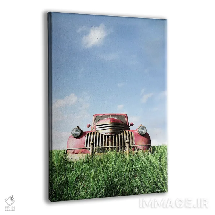 تابلو دکوراتیو کامیون قرمز اثر سینتیا دکر - نمای پرسپکتیو محصول