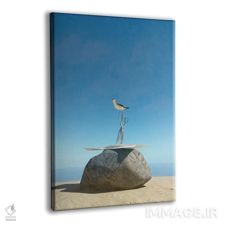 تابلو دکوراتیو سنگ کاغذ قیچی اثر سینتیا دکر - نمای پرسپکتیو محصول