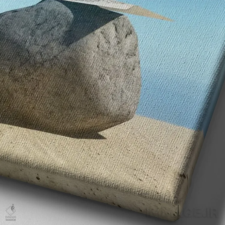 تابلو دکوراتیو سنگ کاغذ قیچی اثر سینتیا دکر - نمای نزدیک بافت بوم