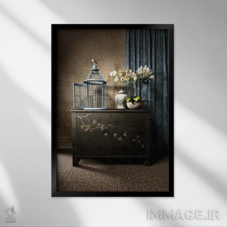 تابلو دکوراتیو سنریو اثر سینتیا دکر - نمای قابدار مشکی