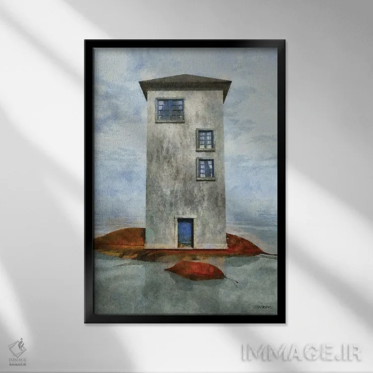 تابلو دکوراتیو خانه کوچک سه اثر سینتیا دکر - نمای قابدار مشکی