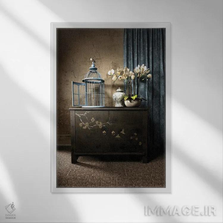 تابلو دکوراتیو سنریو اثر سینتیا دکر - نمای قابدار سفید