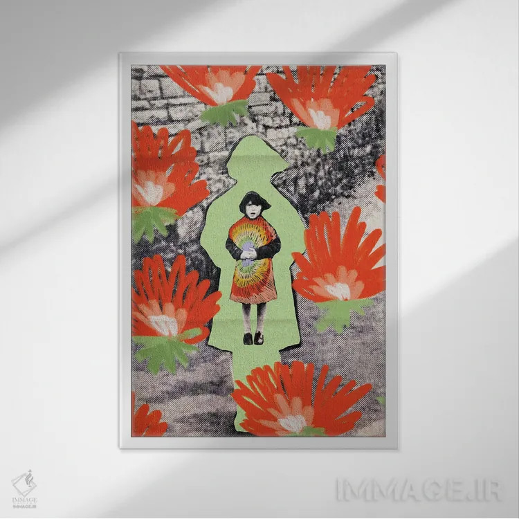 تابلو دکوراتیو از گل ها محافظت کن اثر کروموآی - نمای قابدار سفید