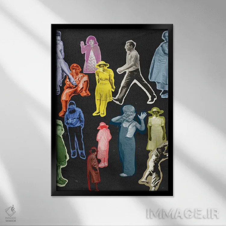 تابلو دکوراتیو در حال عبور اثر کروموآی - نمای قابدار مشکی