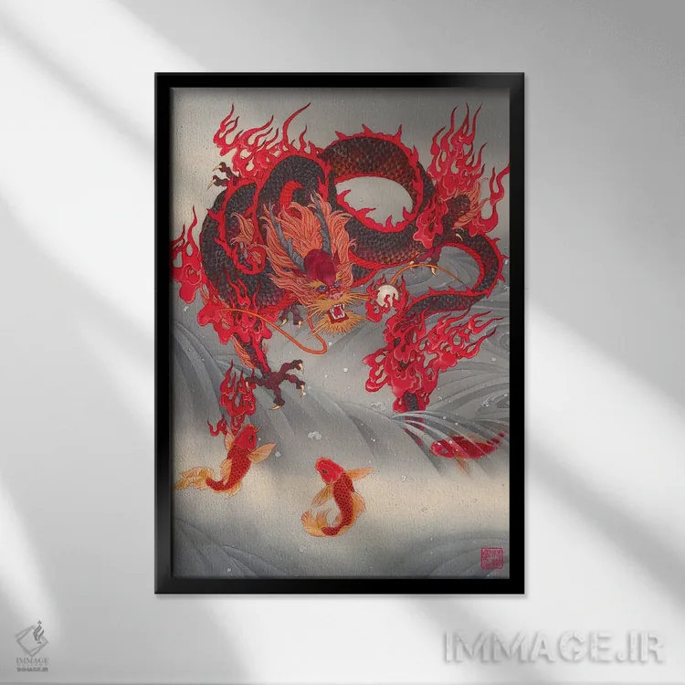 تابلو دکوراتیو دروازه اژدها اثر کارولین آر یانگ - نمای قابدار مشکی