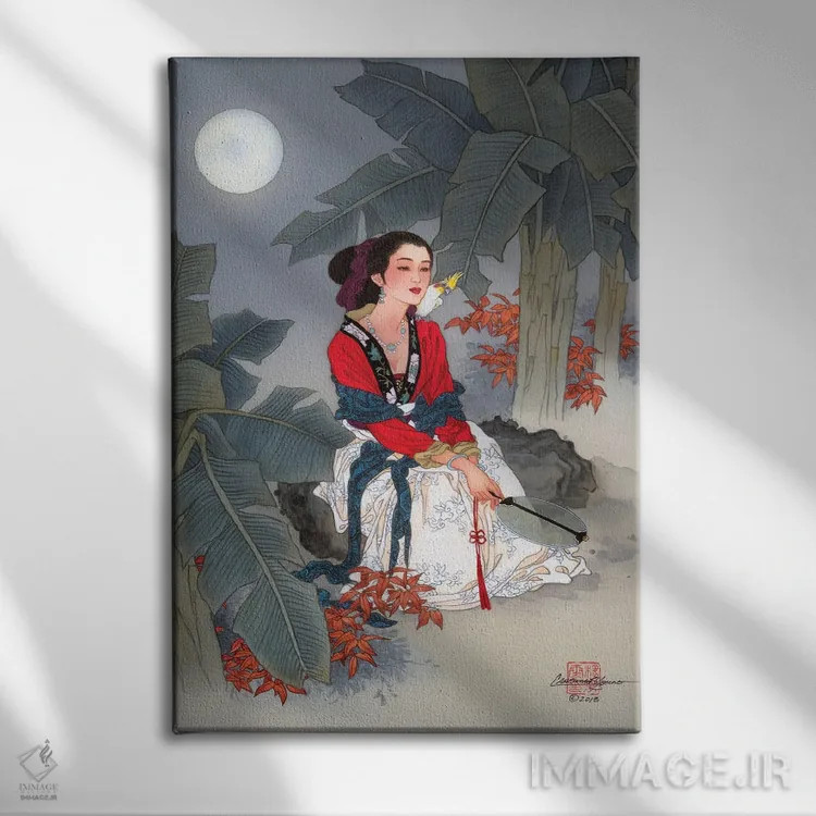 تابلو دکوراتیو و طوطی آواز خواند اثر کارولین آر یانگ - نمای روبهرو روی دیوار