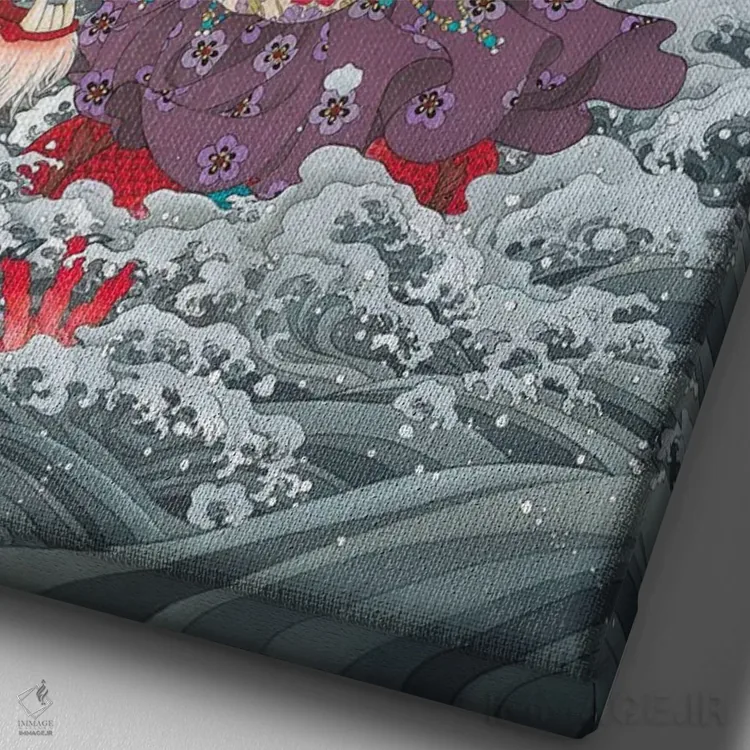 تابلو دکوراتیو کوان یین اثر کارولین آر یانگ - نمای نزدیک بافت بوم