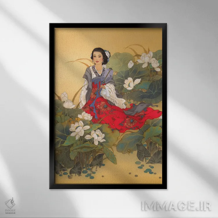 تابلو دکوراتیو بانوی بید اثر کارولین آر یانگ - نمای قابدار مشکی