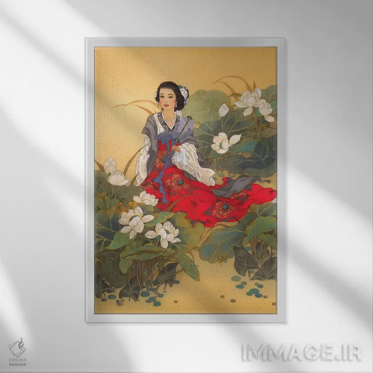 تابلو دکوراتیو بانوی بید اثر کارولین آر یانگ - نمای قابدار سفید