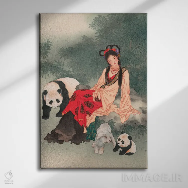 تابلو دکوراتیو پاندایان ولونگ اثر کارولین آر یانگ - نمای روبهرو روی دیوار
