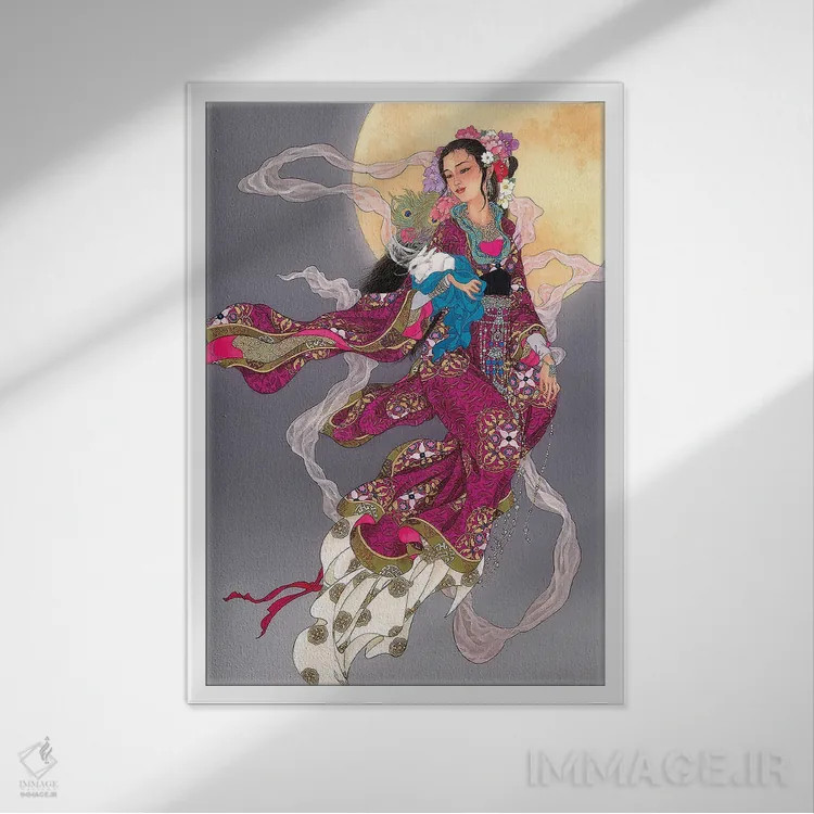 تابلو دکوراتیو طلوع ماه اثر کارولین آر یانگ - نمای قابدار سفید