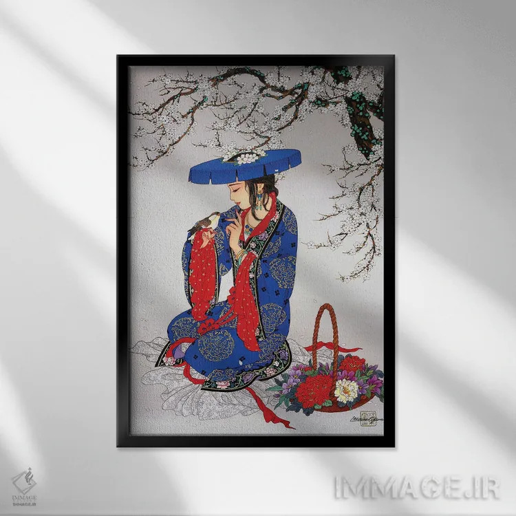 تابلو دکوراتیو آواز بهار اثر کارولین آر یانگ - نمای قابدار مشکی