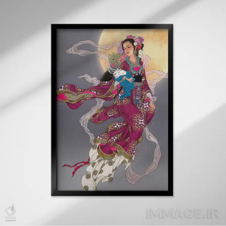 تابلو دکوراتیو طلوع ماه اثر کارولین آر یانگ - نمای قابدار مشکی