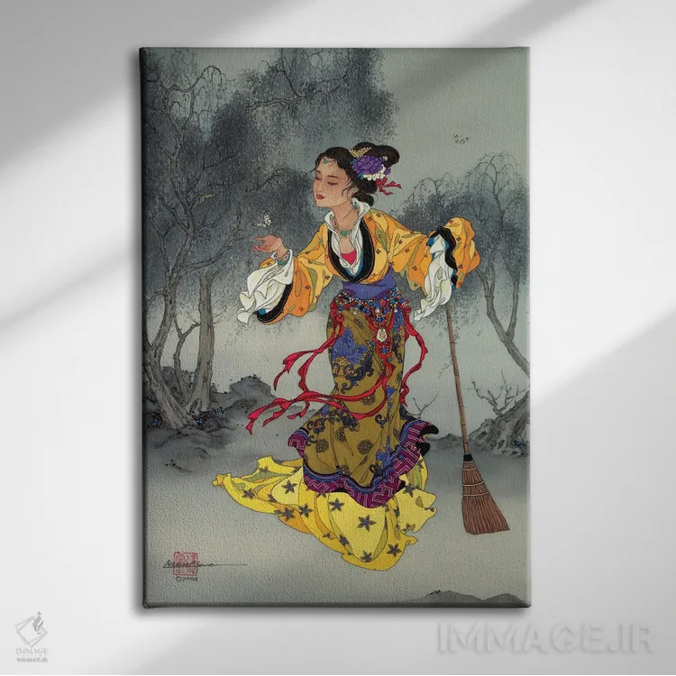 تابلو دکوراتیو پروانه سفید اثر کارولین آر یانگ - نمای روبهرو روی دیوار