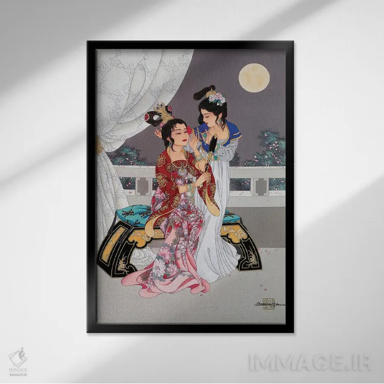 تابلو دکوراتیو خواهران اتاق سرخ اثر کارولین آر یانگ - نمای قابدار مشکی