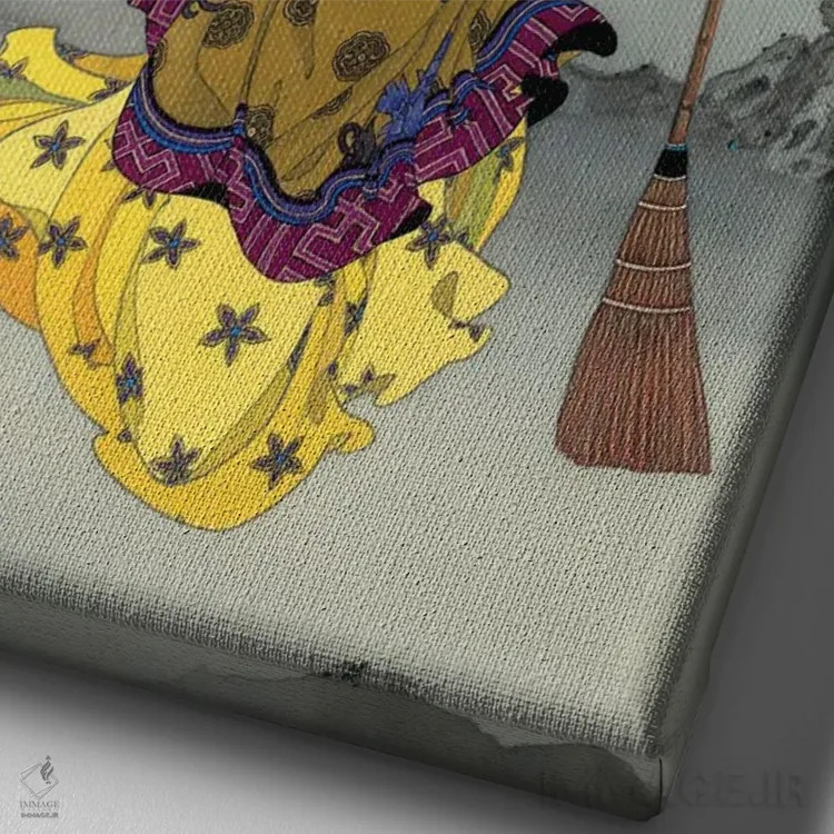 تابلو دکوراتیو پروانه سفید اثر کارولین آر یانگ - نمای نزدیک بافت بوم