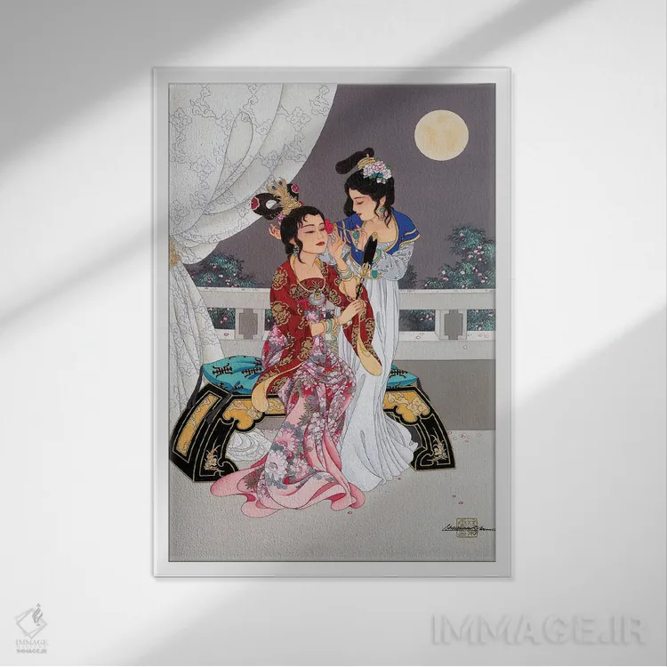 تابلو دکوراتیو خواهران اتاق سرخ اثر کارولین آر یانگ - نمای قابدار سفید