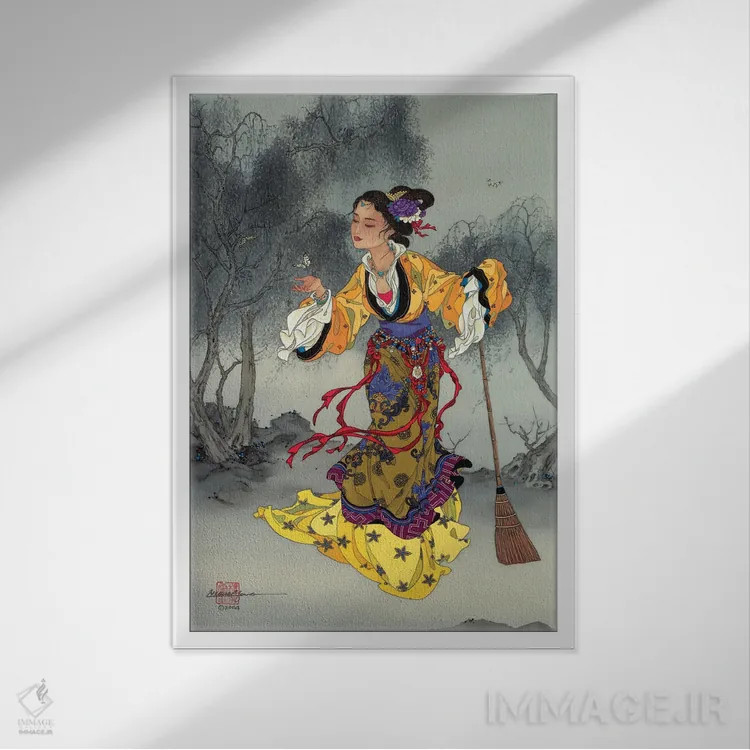 تابلو دکوراتیو پروانه سفید اثر کارولین آر یانگ - نمای قابدار سفید