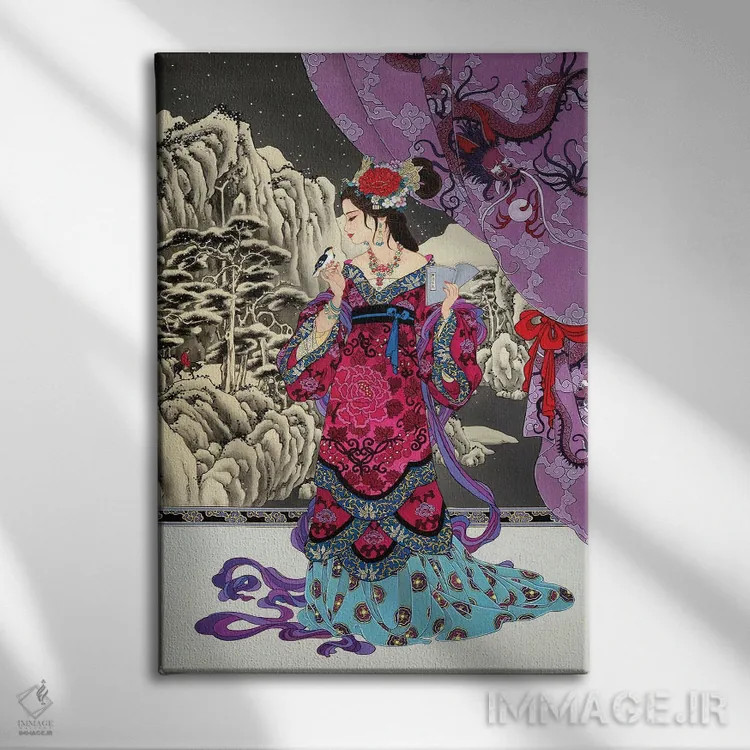 تابلو دکوراتیو یشم سیاه اثر کارولین آر یانگ - نمای روبهرو روی دیوار