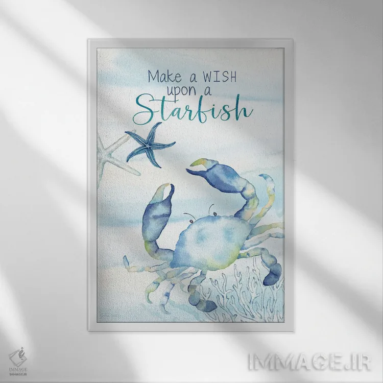 تابلو دکوراتیو دریای آبی بزرگ XVIII اثر سینتیا کولتر - نمای قابدار سفید