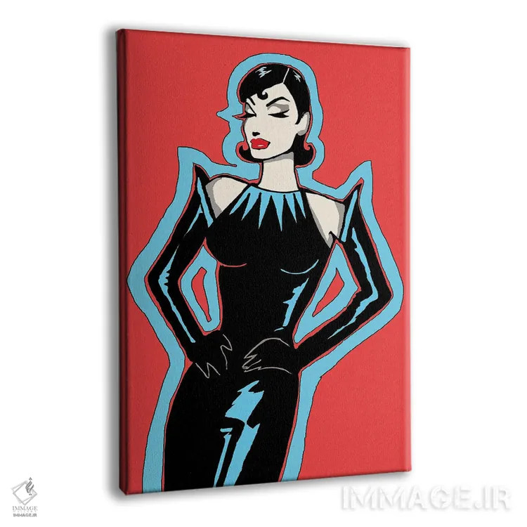 تابلو دکوراتیو زن شیک قرمز اثر کوری پلاملی - نمای پرسپکتیو محصول