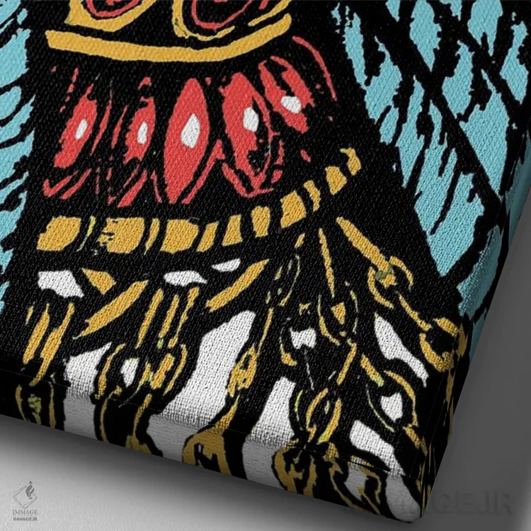 تابلو دکوراتیو آبی اسرارآمیز اثر کوری پلاملی - نمای نزدیک بافت بوم