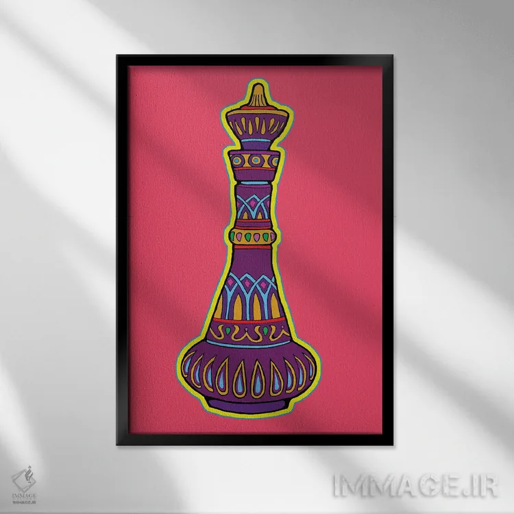 تابلو دکوراتیو بطری جینی اثر کوری پلاملی - نمای قابدار مشکی