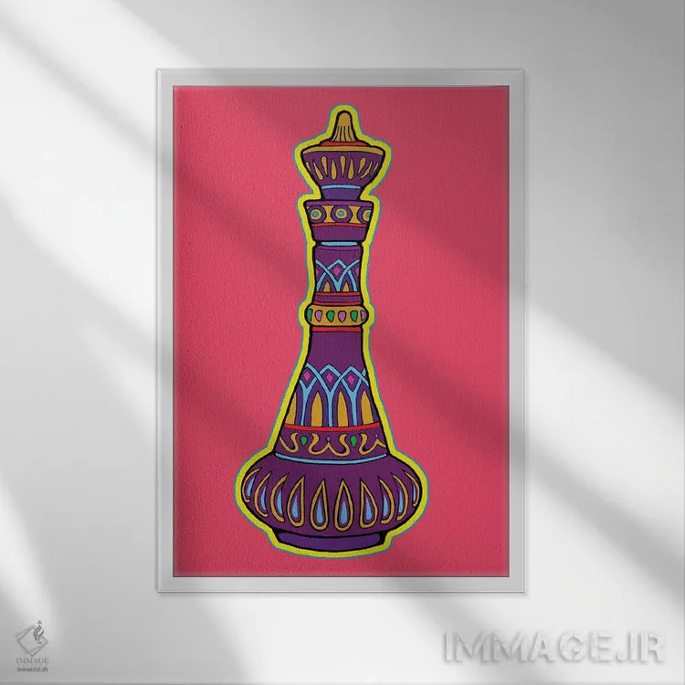 تابلو دکوراتیو بطری جینی اثر کوری پلاملی - نمای قابدار سفید