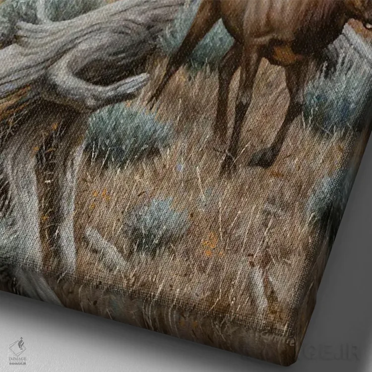 تابلو دکوراتیو بانوان مقدمند اثر سنتی فیشر - نمای نزدیک بافت بوم