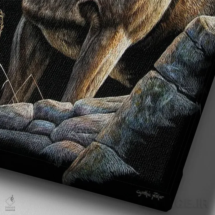 تابلو دکوراتیو بای هورن سب اثر سنتی فیشر - نمای نزدیک بافت بوم