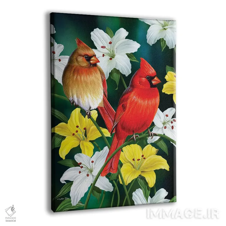 تابلو دکوراتیو کارباورال های بهاری و سوسن اثر سنتی فیشر - نمای پرسپکتیو محصول