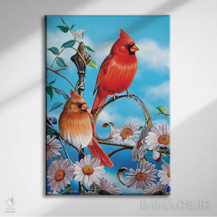 تابلو دکوراتیو کارباورال های بهاری ۳ اثر سنتی فیشر - نمای روبهرو روی دیوار