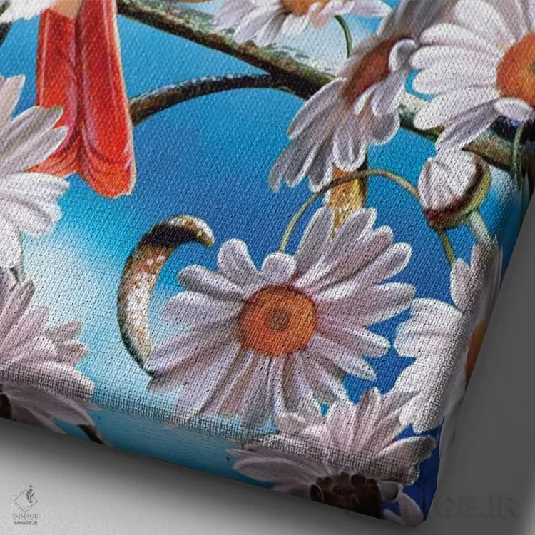 تابلو دکوراتیو کارباورال های بهاری ۳ اثر سنتی فیشر - نمای نزدیک بافت بوم