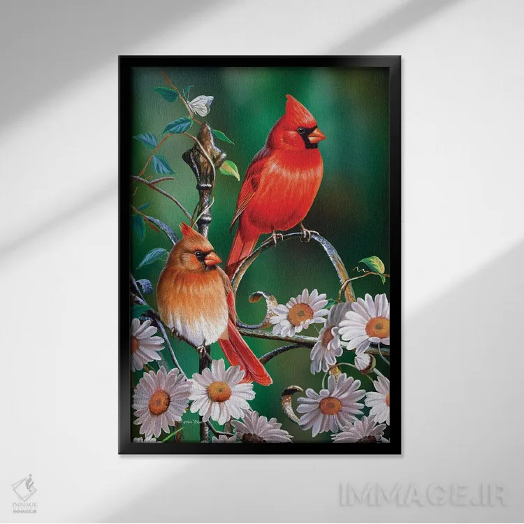 تابلو دکوراتیو کارباورال های بهاری ۲ اثر سنتی فیشر - نمای قابدار مشکی