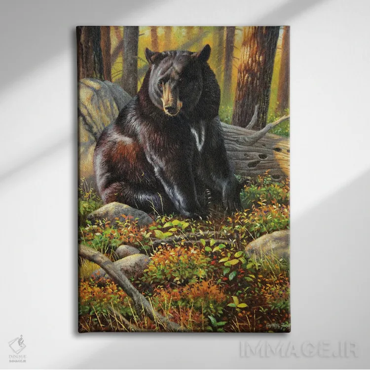 تابلو دکوراتیو خرس سیاه اثر سنتی فیشر - نمای روبهرو روی دیوار