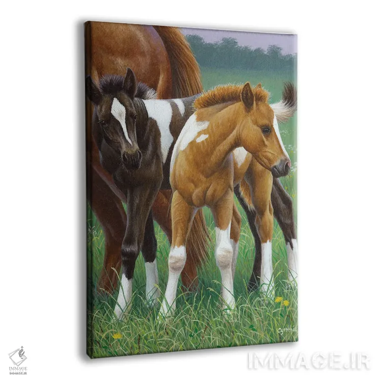 تابلو دکوراتیو دو کره اسب اثر سنتی فیشر - نمای پرسپکتیو محصول