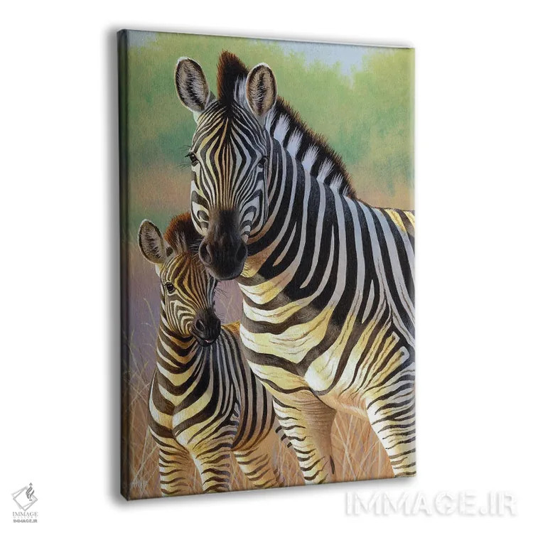 تابلو دکوراتیو مباورها و کره گورخر اثر سنتی فیشر - نمای پرسپکتیو محصول