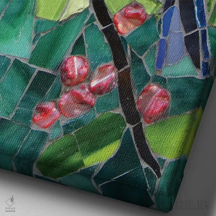 تابلو دکوراتیو موزاییک شیشه ای بلوبرد اثر سنتی فیشر - نمای نزدیک بافت بوم