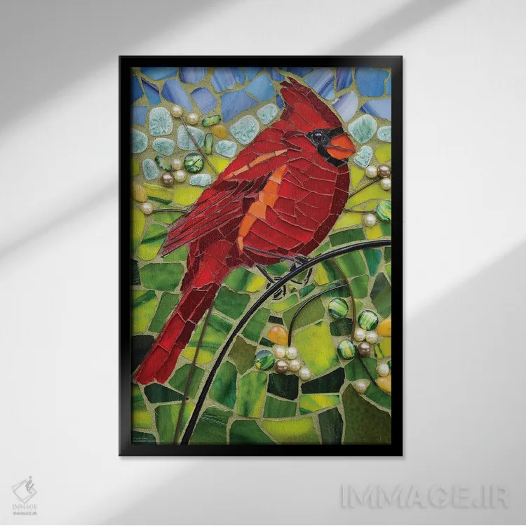 تابلو دکوراتیو موزاییک شیشه ای کارباورال اثر سنتی فیشر - نمای قابدار مشکی