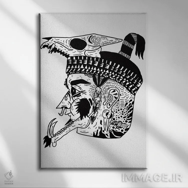 تابلو دکوراتیو آزتک اثر نیک کوکوزا - نمای روبهرو روی دیوار