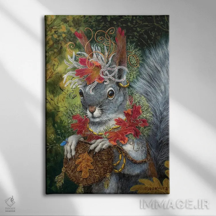 تابلو دکوراتیو رویای سنجاب اثر کارولین اشمیتز - نمای روبهرو روی دیوار