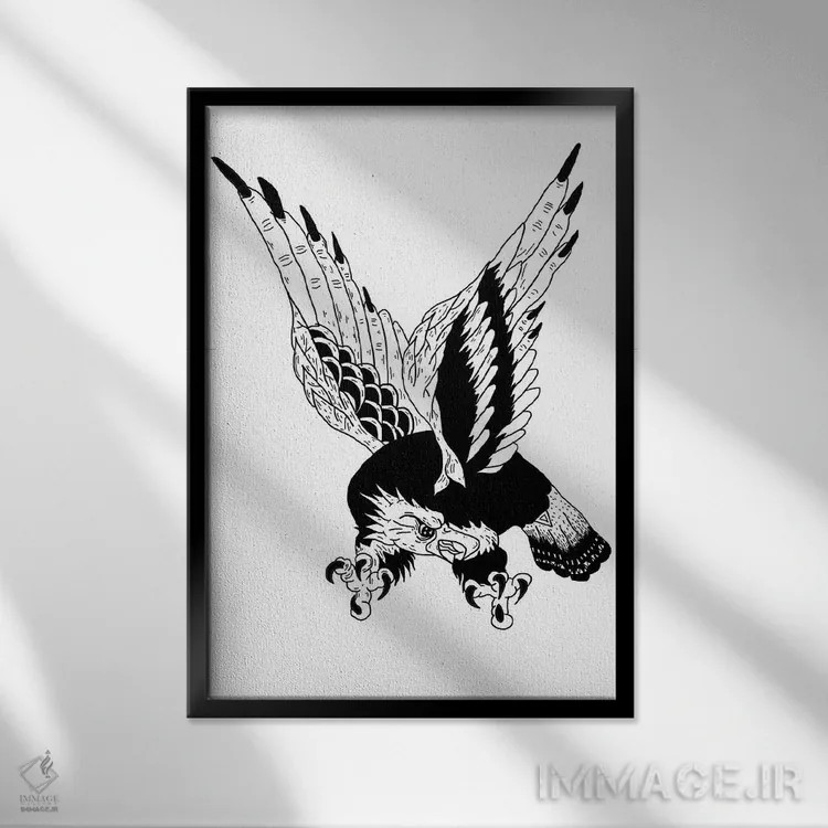تابلو دکوراتیو عقاب اثر نیک کوکوزا - نمای قابدار مشکی