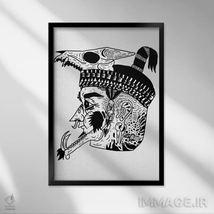 تابلو دکوراتیو آزتک اثر نیک کوکوزا - نمای قابدار مشکی