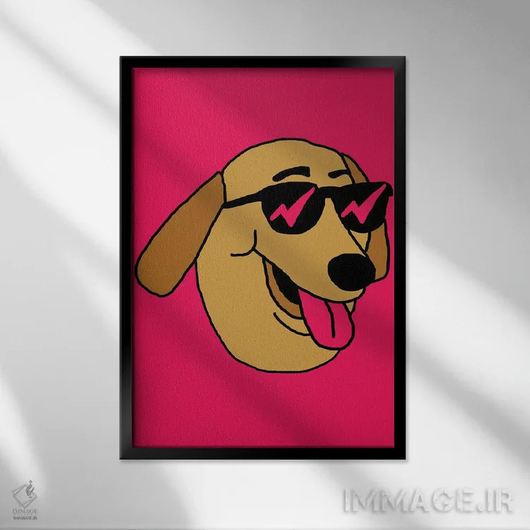 تابلو دکوراتیو سگ اثر نیک کوکوزا - نمای قابدار مشکی