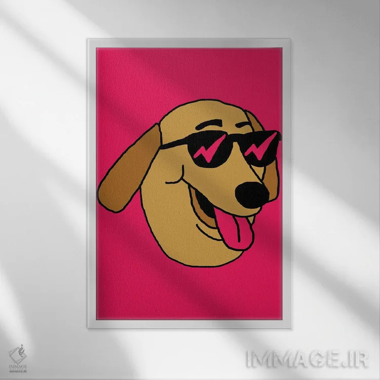 تابلو دکوراتیو سگ اثر نیک کوکوزا - نمای قابدار سفید
