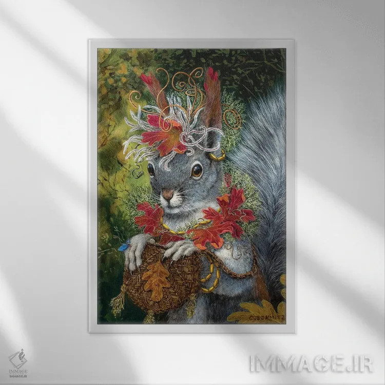 تابلو دکوراتیو رویای سنجاب اثر کارولین اشمیتز - نمای قابدار سفید