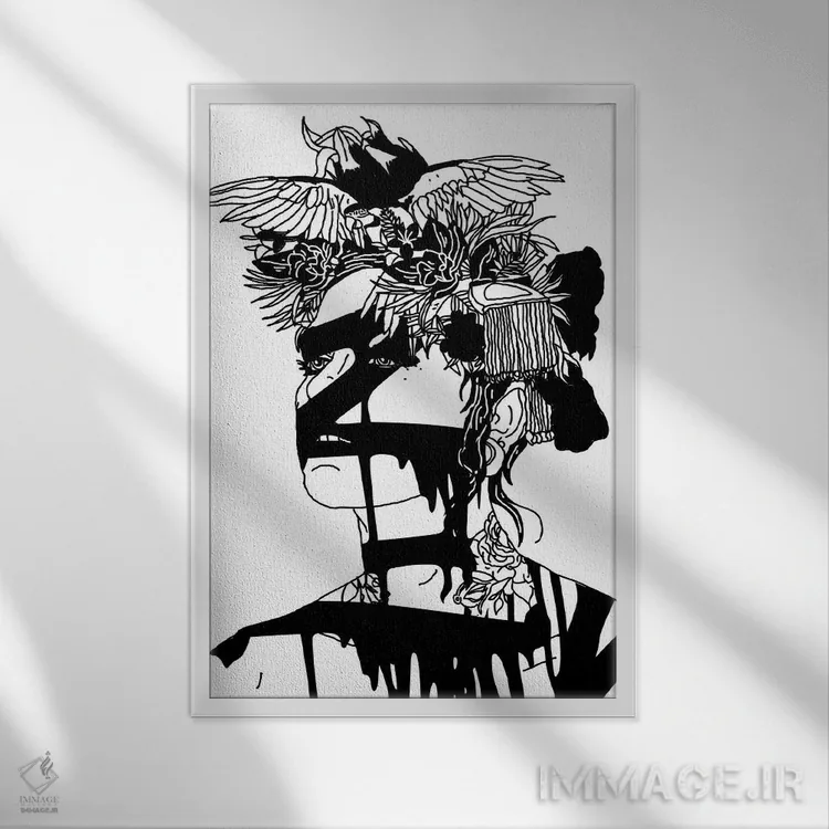 تابلو دکوراتیو عجیب و غریب اثر نیک کوکوزا - نمای قابدار سفید